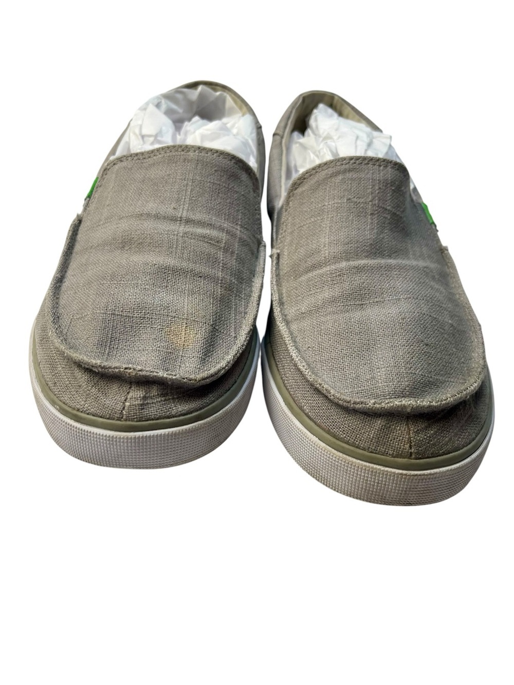 Sanuk Gray Canvas Slip-On Men Shoes with Green Brand Tab size 8 - Picture 12 of 12